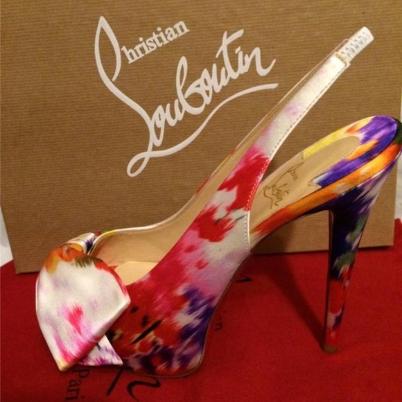 Christian Louboutin VENDOME SLING NODO Satin Bouquet Bow Heel Shoes Sandal - Picture 4 of 12